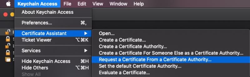 Keychain Access Certificate Request