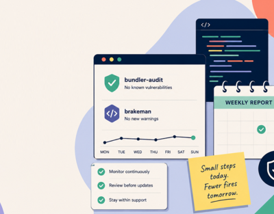 Weekly report dashboard mockup showing dependency findings